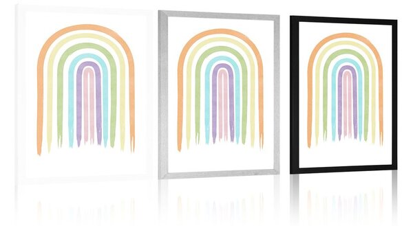 Plakat pastelowa tęcza Mid-Century