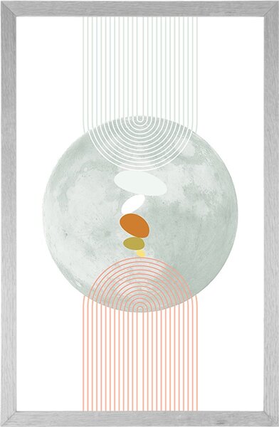 Plakat nowoczesny krąg z tęczą Mid-Century
