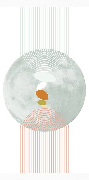 Plakat nowoczesny krąg z tęczą Mid-Century