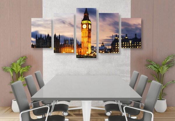 5-częściowy obraz nocny Big Ben w Londynie