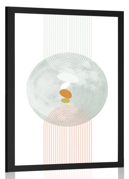 Plakat nowoczesny krąg z tęczą Mid-Century