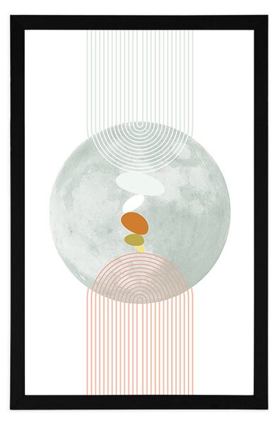 Plakat nowoczesny krąg z tęczą Mid-Century