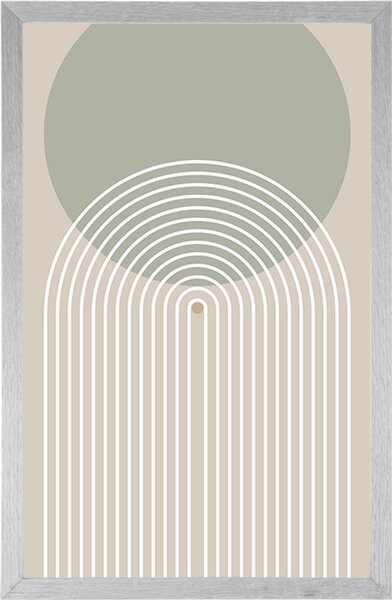 Plakat khaki krąg z tęczą Mid-Century