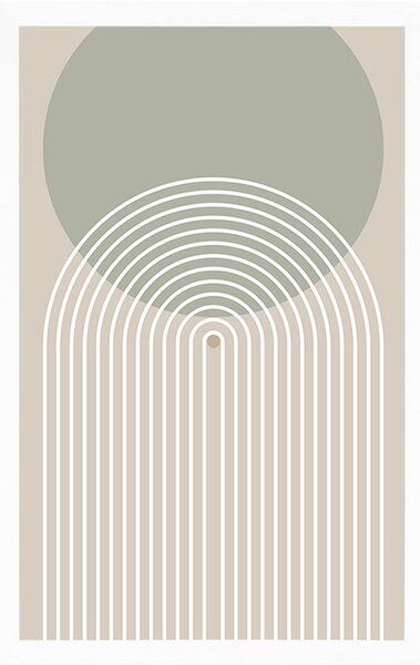 Plakat khaki krąg z tęczą Mid-Century