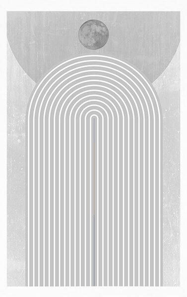Plakat nowoczesna szara tęcza Mid-Century