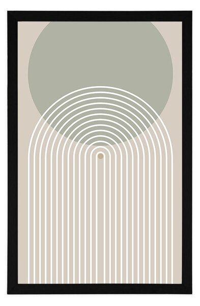 Plakat khaki krąg z tęczą Mid-Century