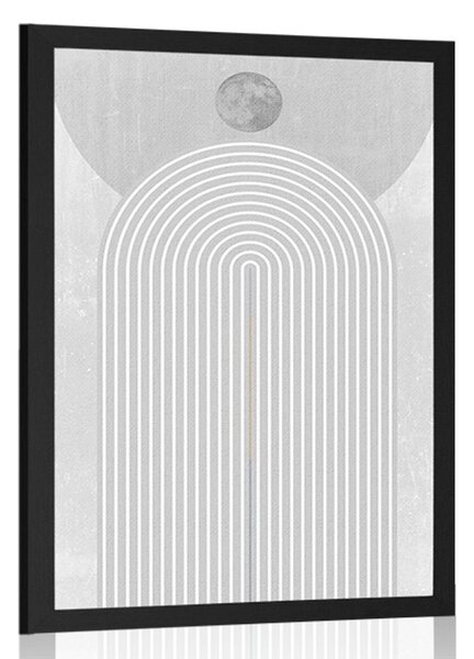 Plakat nowoczesna szara tęcza Mid-Century