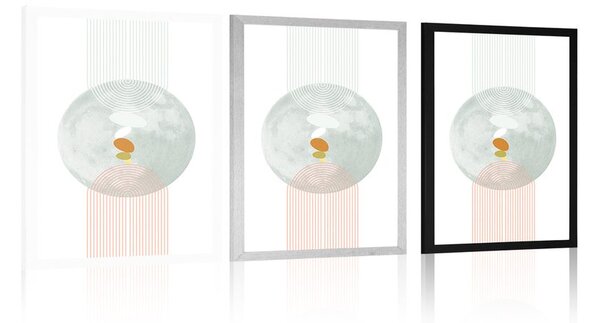 Plakat nowoczesny krąg z tęczą Mid-Century