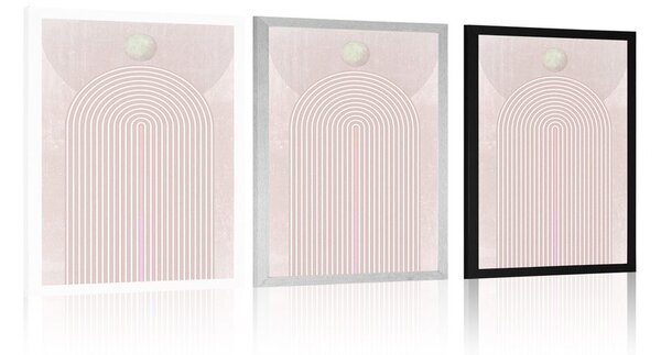 Plakat nowoczesna rużowa tęcza Mid-Century
