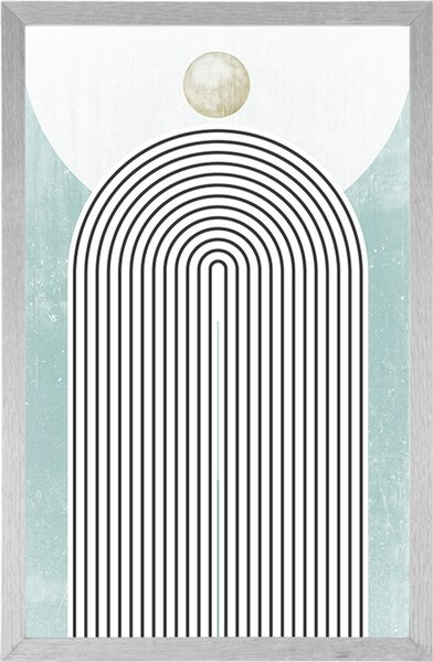 Plakat nowoczesna niebieska tęcza Mid-Century