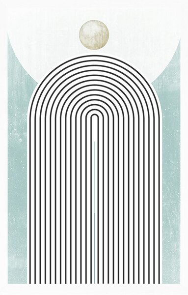 Plakat nowoczesna niebieska tęcza Mid-Century