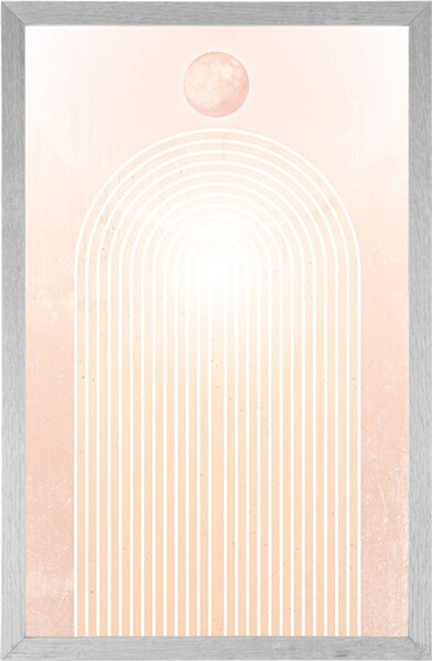 Plakat nowoczesna brzoskwiniowa tęcza Mid-Century