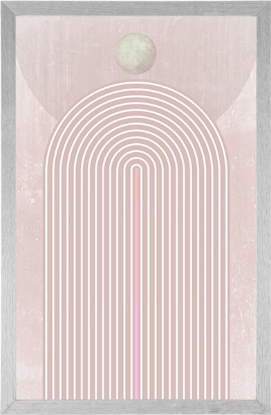 Plakat nowoczesna rużowa tęcza Mid-Century