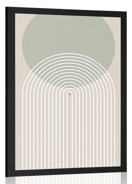 Plakat khaki krąg z tęczą Mid-Century