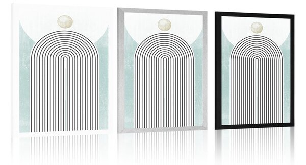 Plakat nowoczesna niebieska tęcza Mid-Century