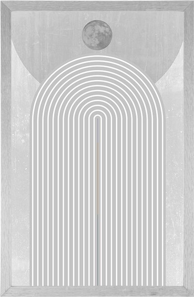 Plakat nowoczesna szara tęcza Mid-Century