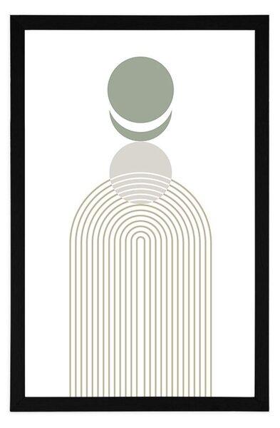Plakat nowoczesna tęcza z kręgami Mid-Century