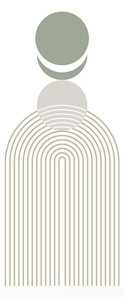Plakat nowoczesna tęcza z kręgami Mid-Century