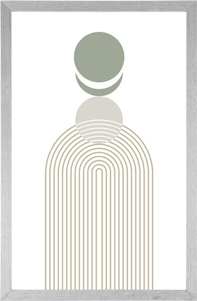 Plakat nowoczesna tęcza z kręgami Mid-Century