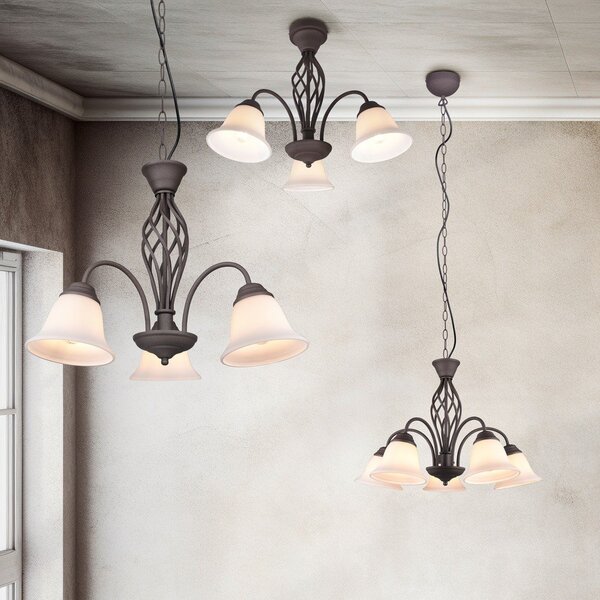 Ciemnobrązowa lampa sufitowa ze szklanym kloszem Rustica – Trio