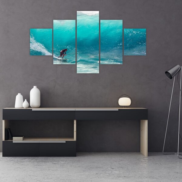 Obraz surfera na falach (125x70 cm)