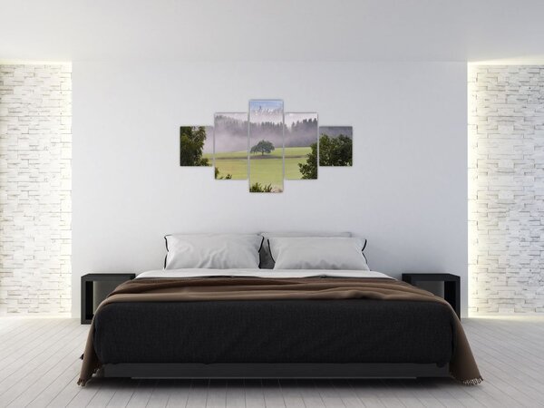 Obraz łąki z drzewem (125x70 cm)