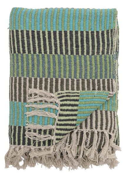 Zielony/niebieski koc z bawełny z recyklingu 130x160 cm Isnel – Bloomingville