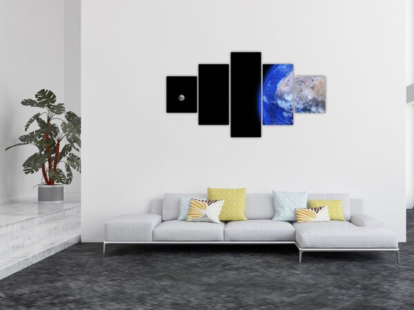 Obraz Księżyca i Ziemi (125x70 cm)