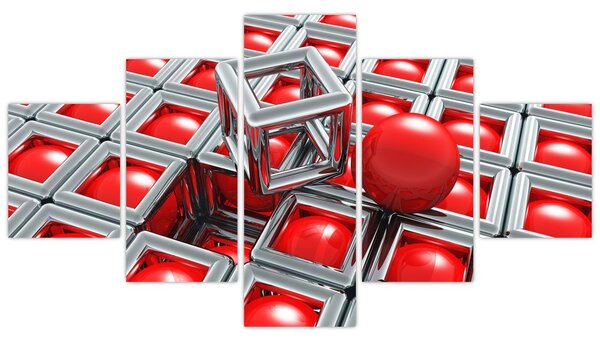 Obraz - 3D metaliczna abstrakcja (125x70 cm)