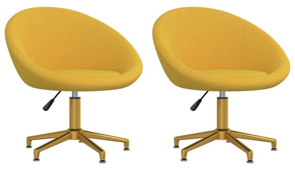 Krzesła stołowe, 2 szt., żółte, obite aksamitem