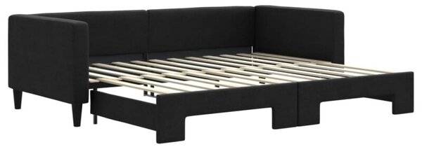 Sofa rozsuwana, czarna, 90x200 cm, tkanina