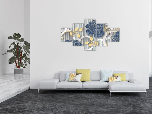 Obraz - róże i koła (125x70 cm)