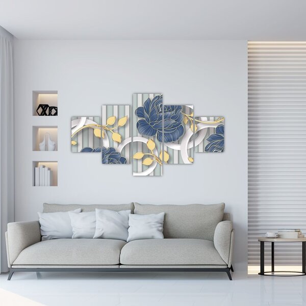 Obraz - róże i koła (125x70 cm)