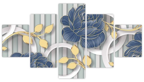 Obraz - róże i koła (125x70 cm)