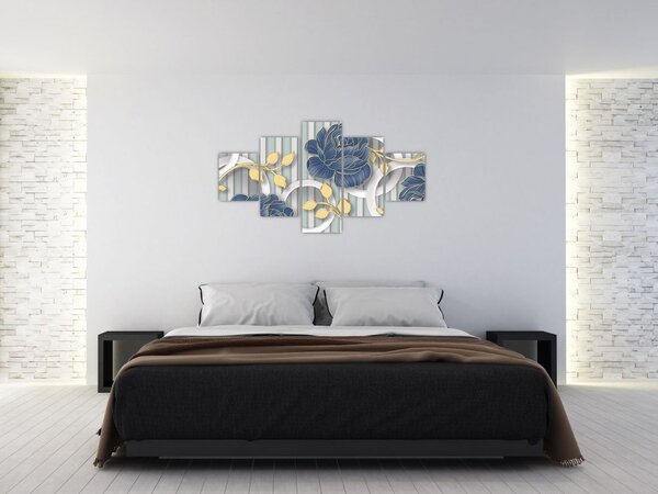 Obraz - róże i koła (125x70 cm)