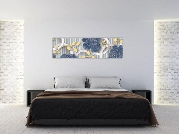 Obraz - róże i koła (170x50 cm)