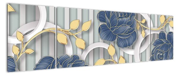 Obraz - róże i koła (170x50 cm)