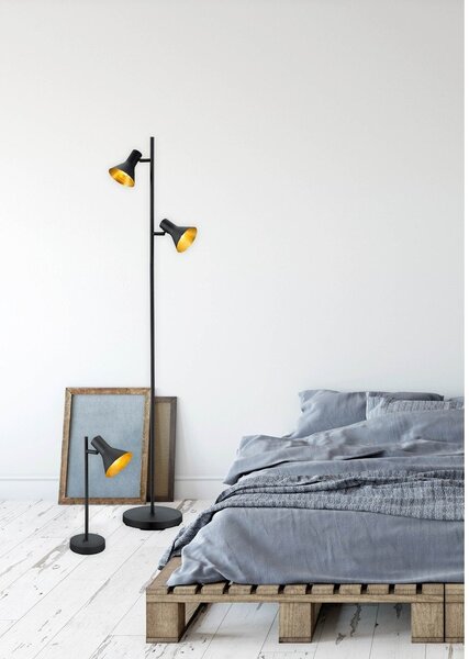Czarna lampa stojąca z metalowym kloszem (wysokość 144 cm) Nina – Reality