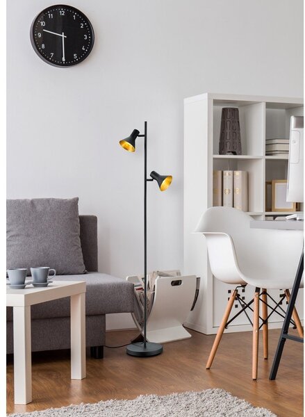 Czarna lampa stojąca z metalowym kloszem (wysokość 144 cm) Nina – Reality