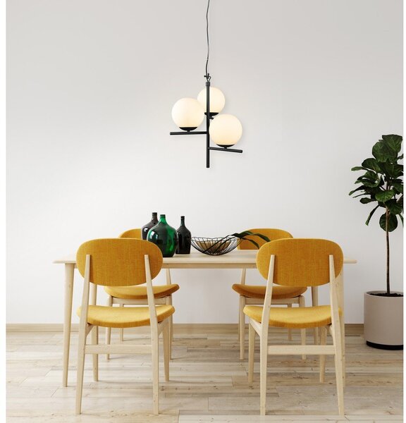 Lampa wisząca w kolorze matowej czerni ze szklanym kloszem ø 40 cm Pure – Trio