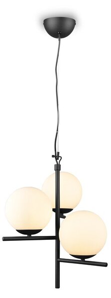 Lampa wisząca w kolorze matowej czerni ze szklanym kloszem ø 40 cm Pure – Trio