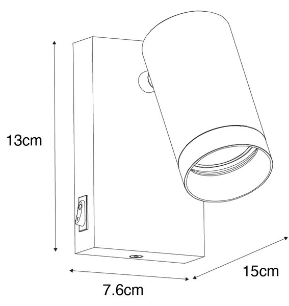 Kinkiet / Lampa scienna czarny ze złotem regulowany z włącznikiem - Jeana Luxe Oswietlenie wewnetrzne