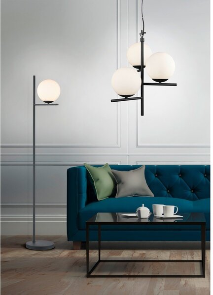 Lampa wisząca w kolorze matowej czerni ze szklanym kloszem ø 40 cm Pure – Trio