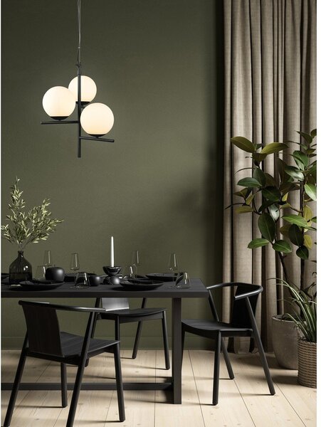 Lampa wisząca w kolorze matowej czerni ze szklanym kloszem ø 40 cm Pure – Trio