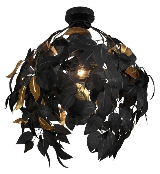 Metalowa lampa sufitowa w kolorze matowej czerni z plastikowym kloszem ø 38 cm Leavy – Reality