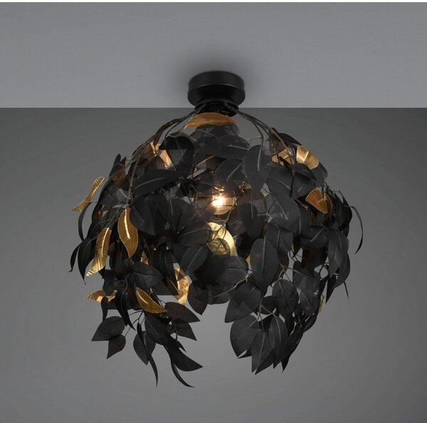 Metalowa lampa sufitowa w kolorze matowej czerni z plastikowym kloszem ø 38 cm Leavy – Reality