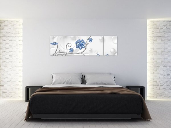 Obraz - Niebieskie łabędzie (170x50 cm)