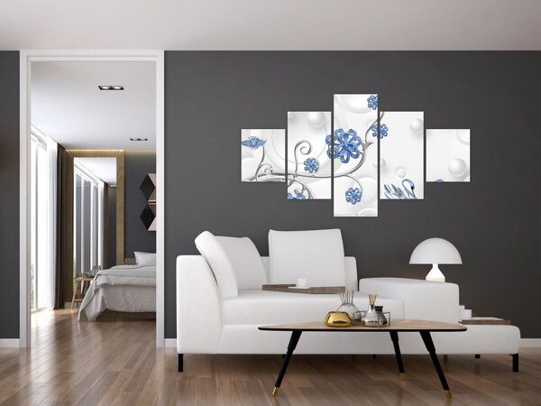 Obraz - Niebieskie łabędzie (125x70 cm)