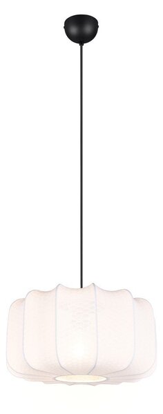 Biała metalowa lampa wisząca z tekstylnym kloszem ø 40 cm Madleine – Reality