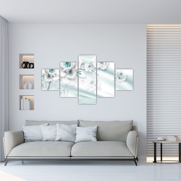 Obraz - Turkusowe kwiaty róży (125x70 cm)